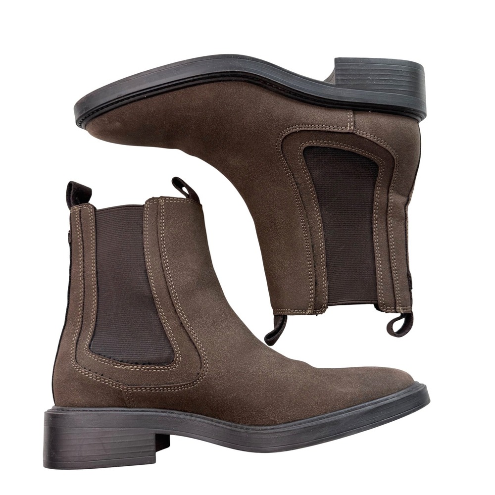 Zara Brown Suede Chelsea Boots Minimalist Dark Academia Fall Shoes Size 36 6